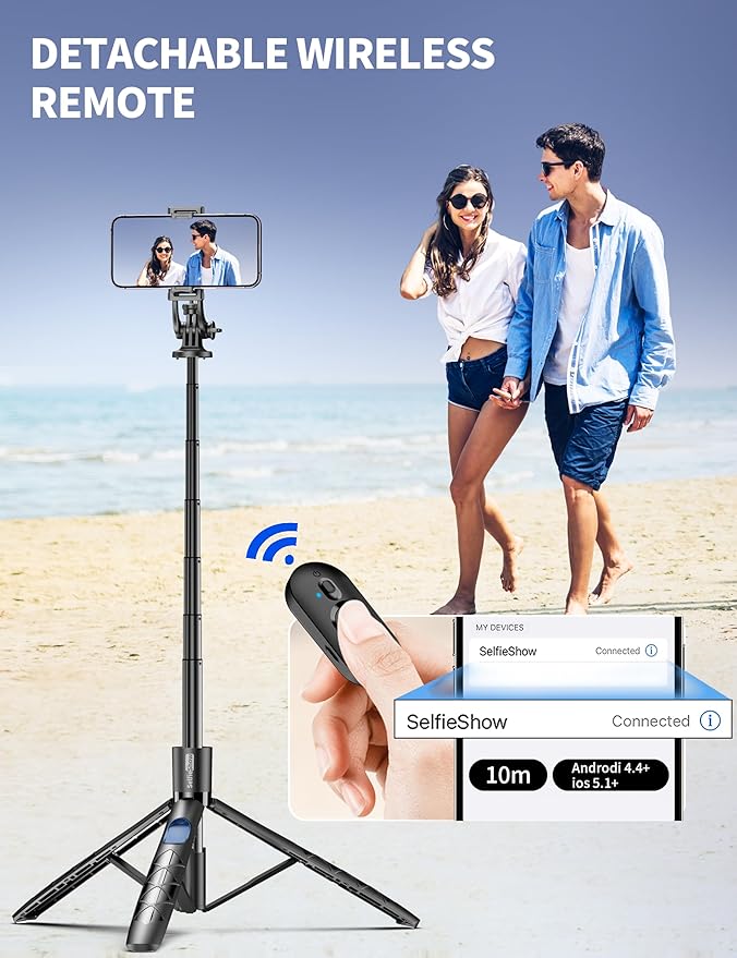 Aluminum 71" Phone Tripod with Remote, Extendable & Compatible with iPhone - Image 4