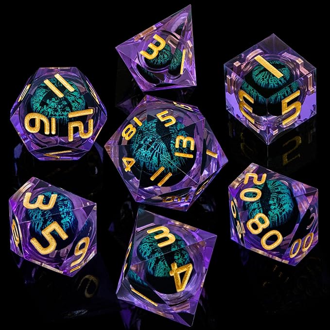 ARUOHHA Dragon Eye DND Dice, Liquid Core Polyhedral D and D Dice Set D20 D12 - Image 2