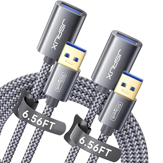 JSAUX 2Pack 6.56FT + 6.56FT USB 3.0 Extension Cable, Type A Male to Female USB by JSAUX