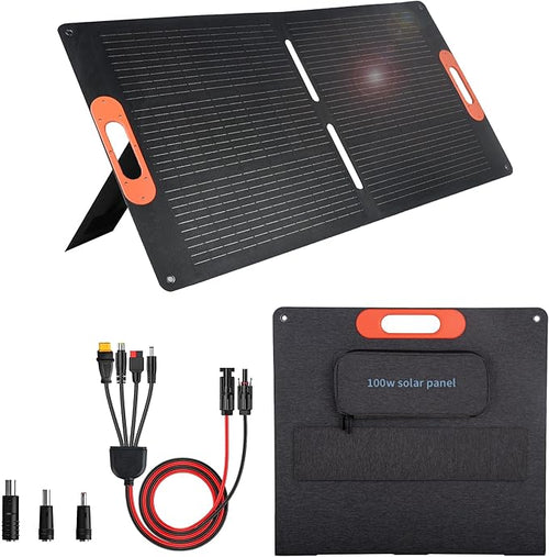 100W Portable Solar Panel for Power Station Generator, 100 Watt Foldable Solar by Unknown