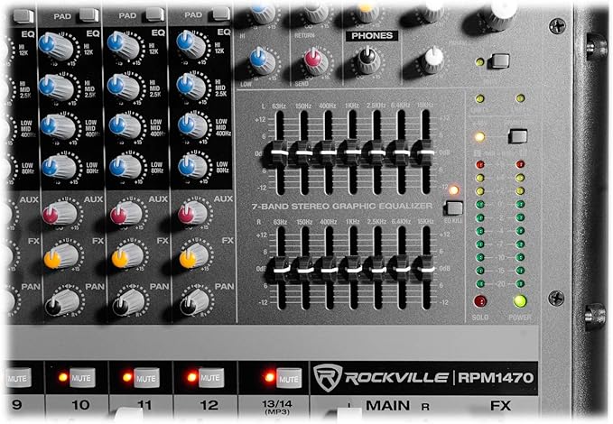 Rockville RPM1470 6000W Peak 14-Channel Powered Mixer, 750W RMS x 2 at 4 Ohm - Image 8