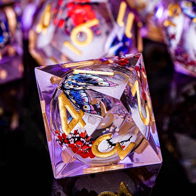 Butterfly DND Dice Purple Liquid Core Dice Set - Image 6