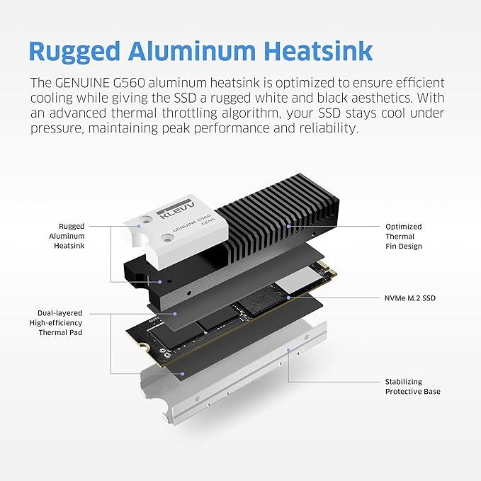 KLEVV Genuine G560 4TB M.2 2280 NVMe PCIe Gen5x4 Internal SSD Heatsink Included - Image 3