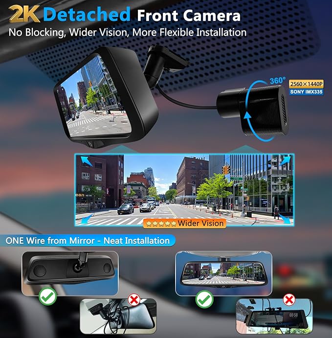 PORMIDO OEM 2K Rear View Mirror Camera, Smart Full Touchscreen Rearview WDR - Image 3