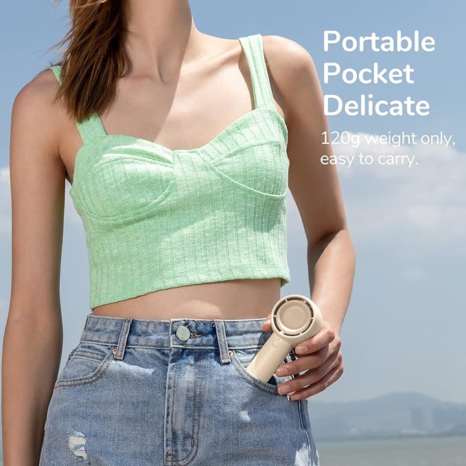 JISULIFE Mini Portable Fan-Bladeless Safe Design, Powerful Turbo Handheld Fan - Image 3