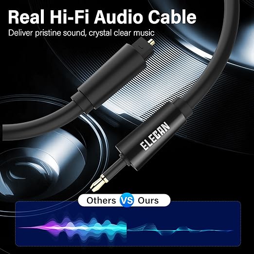 Elecan Mini Toslink to Toslink Digital Optical S/PDIF Audio Cable 8 Ft - Image 4
