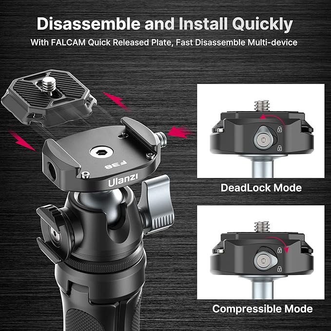 ULANZI Camera Tripod, MT-46 Aluminum Alloy Phone Tripod - Image 2