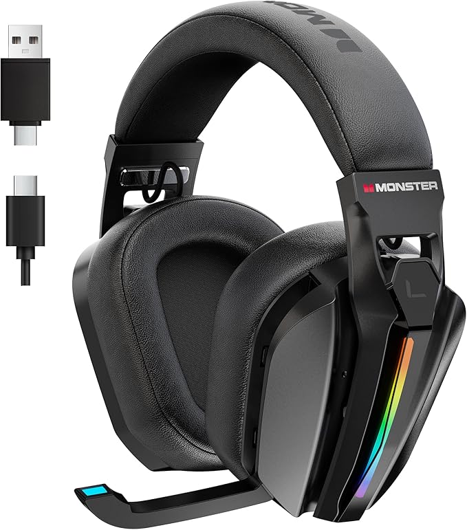 Monster Mission ANC200 Wireless Gaming Headset, 7.1 Virtual Surround Sound by Monster