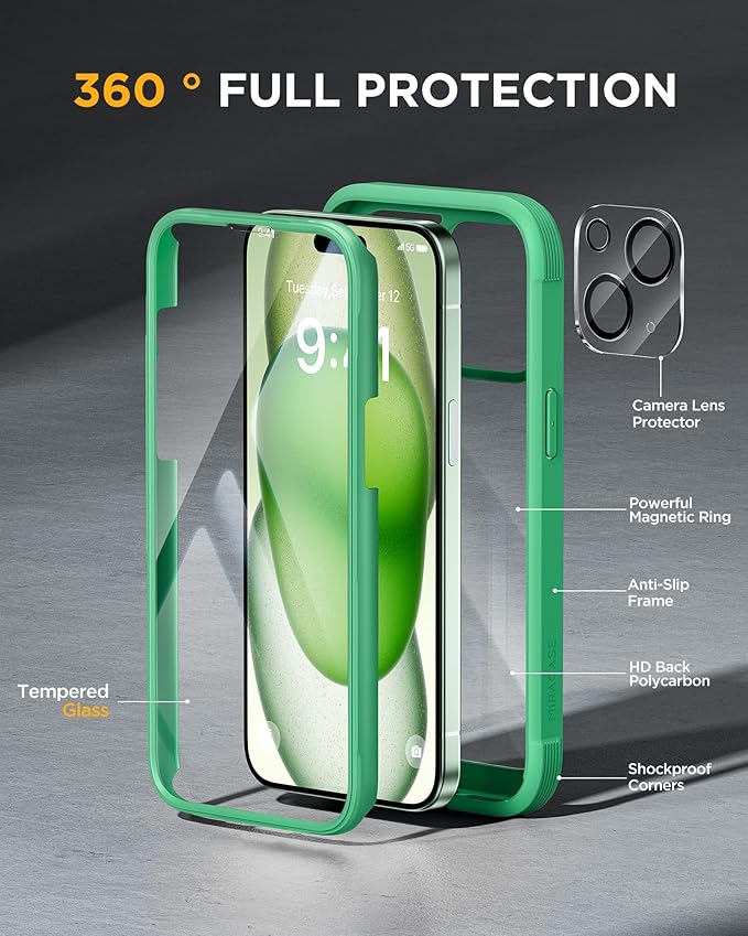 Miracase Glass Series Designed for iPhone 15 Plus Case 6.7', Full-Body Military - Image 2