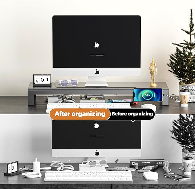 Computer monitor stand Laptop Desk Shelf & Monitor Riser ，27.55 inches - Image 6