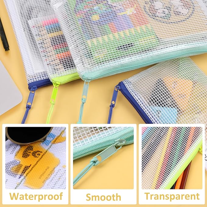 24PCS Mesh Zipper Pouch Storage Bags, 8 Sizes Board Game Bags, 12 Colors - Image 3