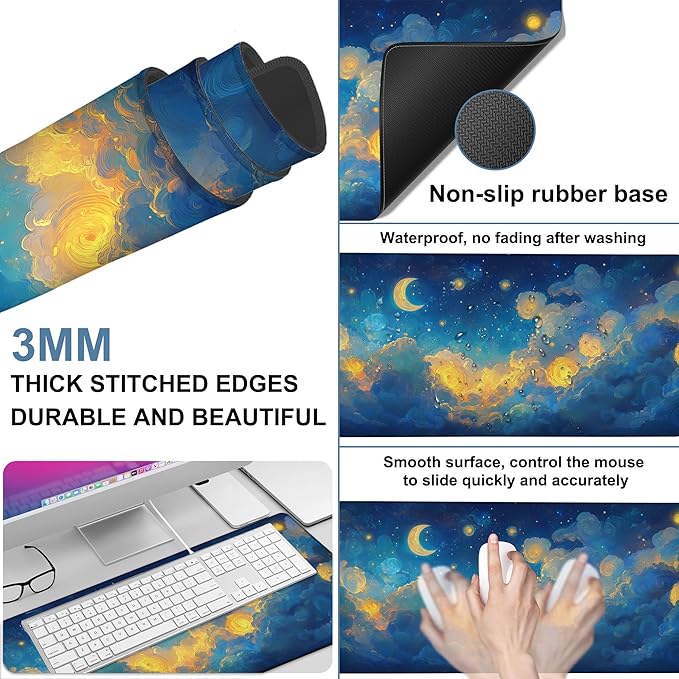 Gaming Desk Pad Large Extra Length Night Sky Mouse Pad Keyboard Laptop Non-Slip - Image 2