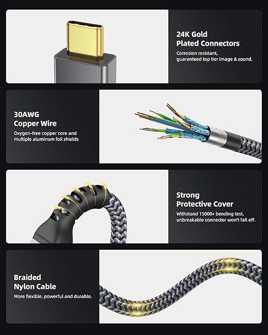 Maxonar Thunderbolt 4 Cable, 240W Thunderbolt Cable 40Gbps Data Sync and 8K - Image 5