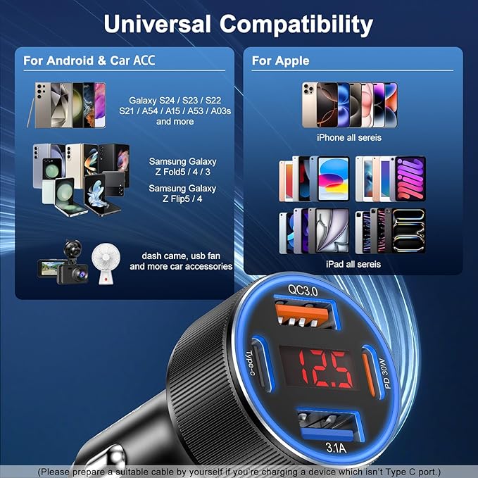 Car Charger for iPhone 16 15 Pro Max, Besgoods 4-Port Cigarette Lighter Adapter - Image 7