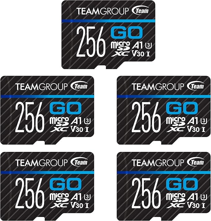 TEAMGROUP GO Card 256GB x 5 Pack Micro SDXC UHS-I U3 V30 4K by TEAMGROUP