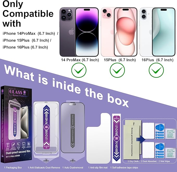 2 Pack Matte Screen Protector for iPhone 14 Pro Max/iPhone 15 Plus/iPhone 16 - Image 7