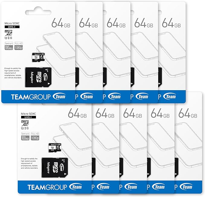 TEAMGROUP Micro 64GB x 10 Pack UHS-I U1 Class 10 SDHC SDXC Read Speed up to - Image 2