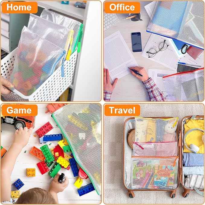20pcs A3 17x12 Inches Extra Large Zipper Bags, Reusable Mesh Pouches - Image 4