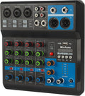 Mini audio DJ mixer Sound Board Console System, 5 Channel 48V Phantom Power by micfuns