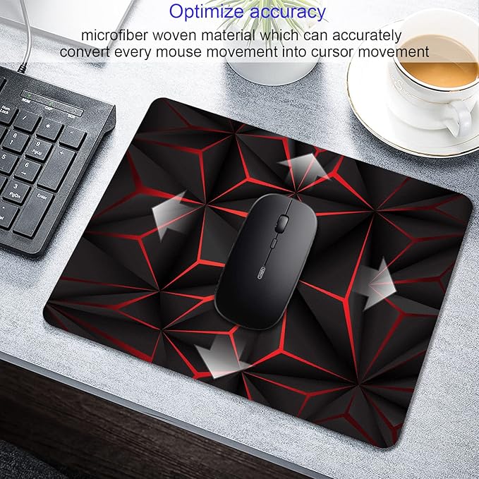 Abstract Art Mouse Pad with Personalized Red Design Computer Laptop Non-Slip - Image 3