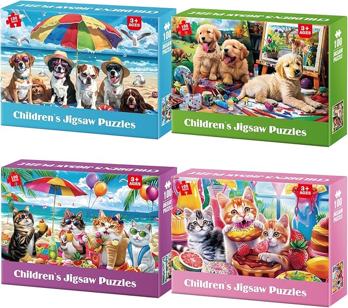 4-Pack 100 Piece Puzzles for Kids Ages 4-6 by Unknown