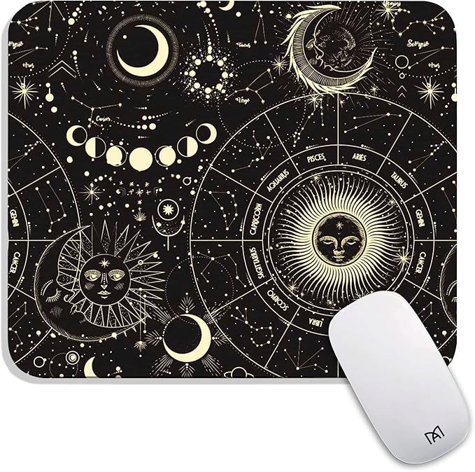 Square Mouse Pad Moon Sun, Personalized Premium-Textured Custom Mouse Mat Design by Armanza