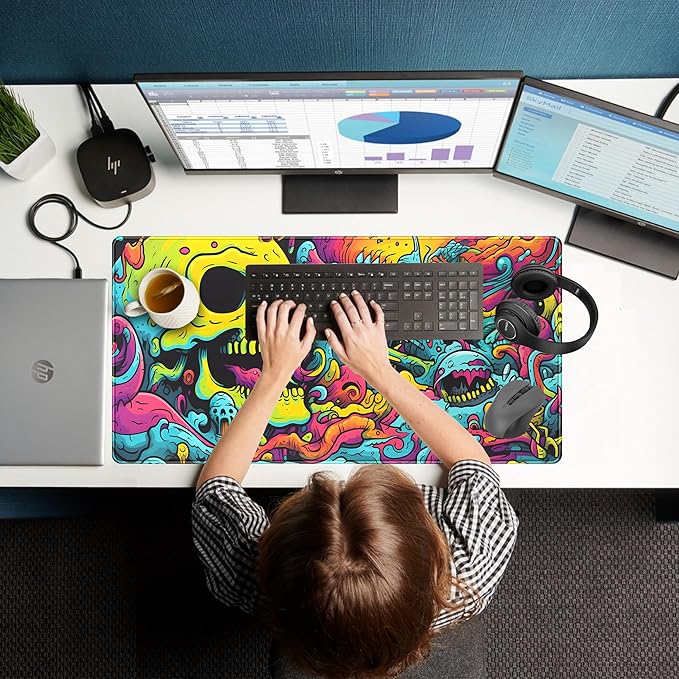 Gaming Desk Mat Skull Desk Pad Extended Mouse Pad XXL, Cool Mouse and Keyboard - Image 6