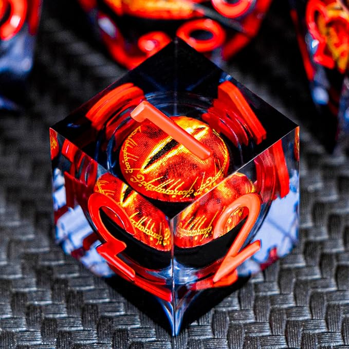 ARUOHHA DND Resin Dice Gazes Eye Dice Liquid Core Flaming RPG Sharp Edged Dice - Image 3