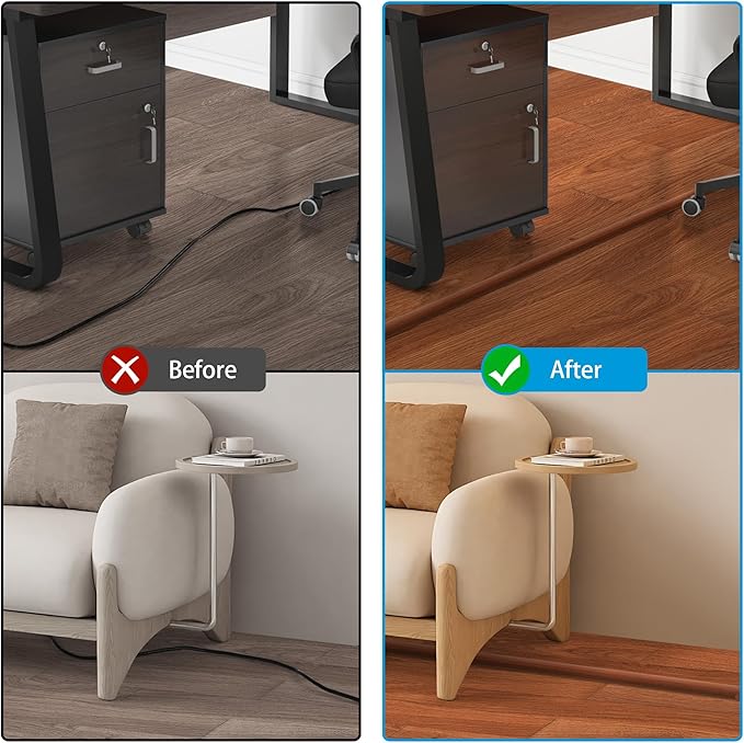 Floor Cord Cover 4ft, Cord Hider Floor Brown Walnut Wood, Cable Management - Image 2