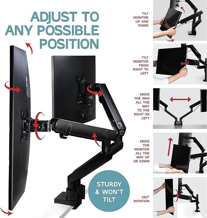 Dual Monitor Stand, Dual Monitor Arm, Dual Monitor Mount vesa Mount, soporte - Image 4