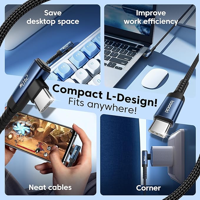 USB C Cable 240W Fast Charging Type C Cord, Nylon Braided USB 2.0 Cable - Image 5