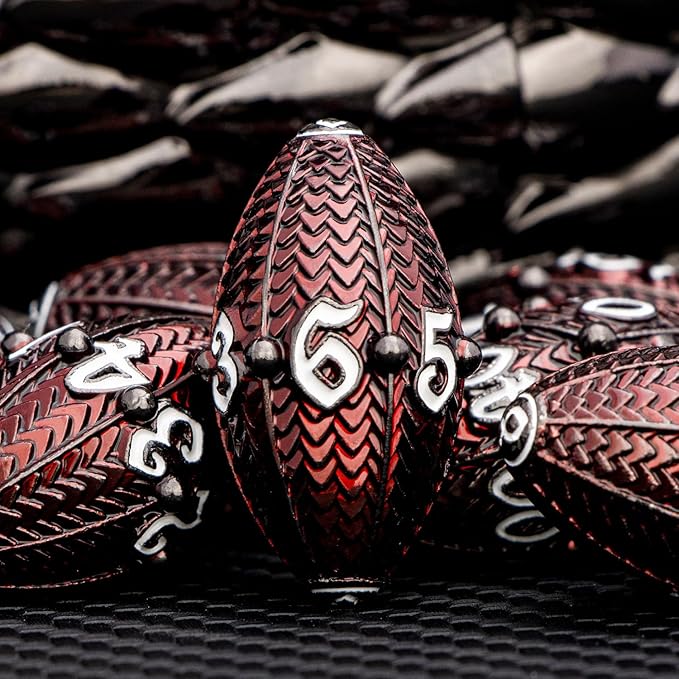 ARUOHHA DND Metal Dice Black Red Dragon Egg Dice - Image 3