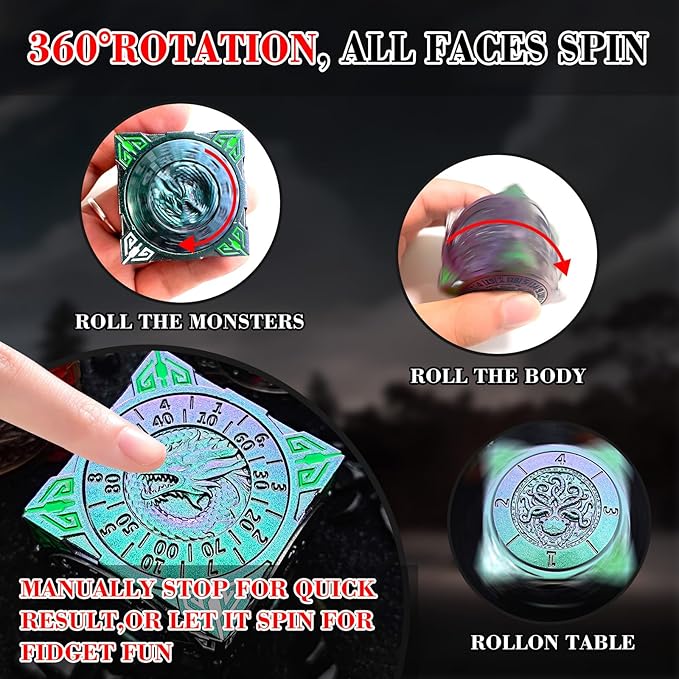 Spinner Dice 7-in-1 Metal DND Set – Premium Copper RPG Dice - Image 3