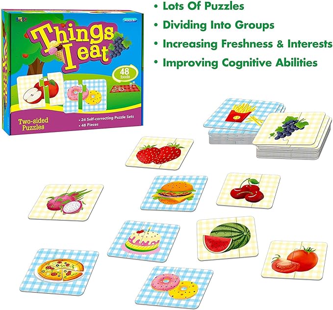 48 Food Matching Puzzles with Error-Correction Mechanism Pre-Primer in 2 Pieces - Image 6