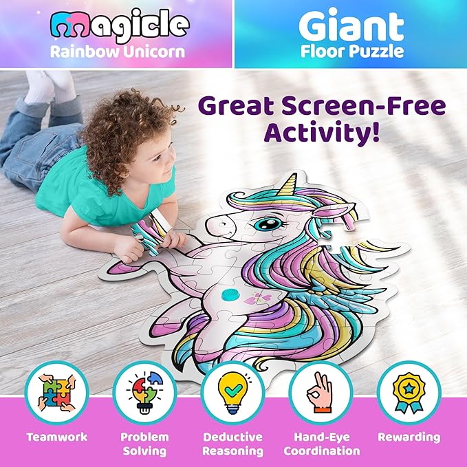 Rainbow Unicorn Giant Floor Puzzle - Image 4