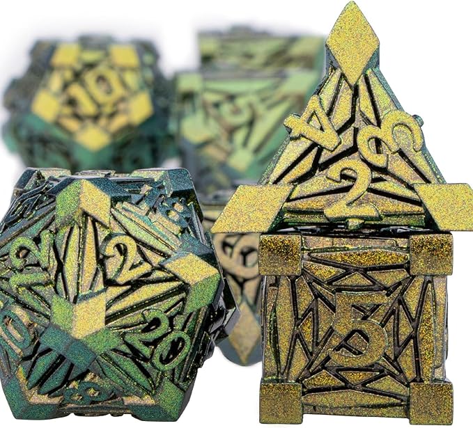7PCS Metal DND Dice Set with Box, Debris RPG D and D Dice - Image 2