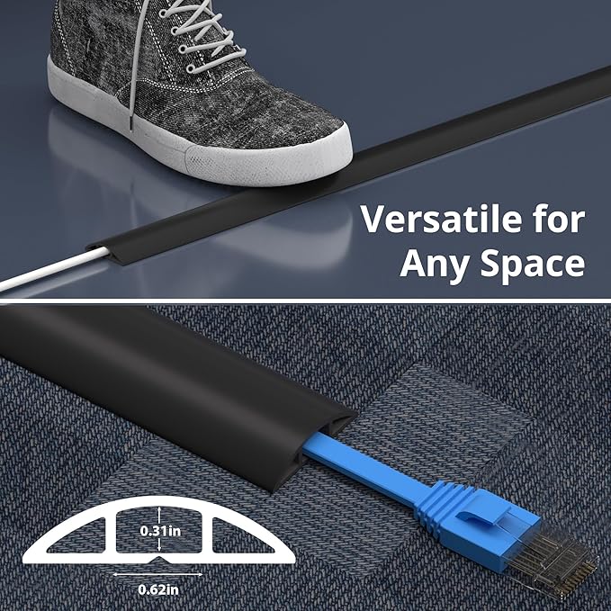 ZhiYo 10ft Cord Covers for Wires on Floor, Cord Hider Floor Hide Extension Cords - Image 8