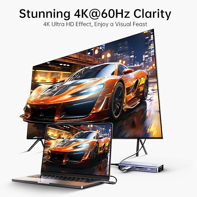 8-in-1 USB C Hub Adapter for MacBook, 4K60Hz HDMI, 100W PD Charging, USB 3.0 - Image 3