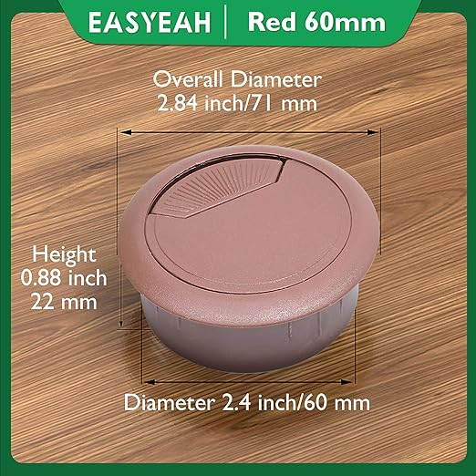2 Pcs Desk Grommet 2-3/8" / 60 mm, Desk Cord Hole Cover, Cable Grommet ABS - Image 9