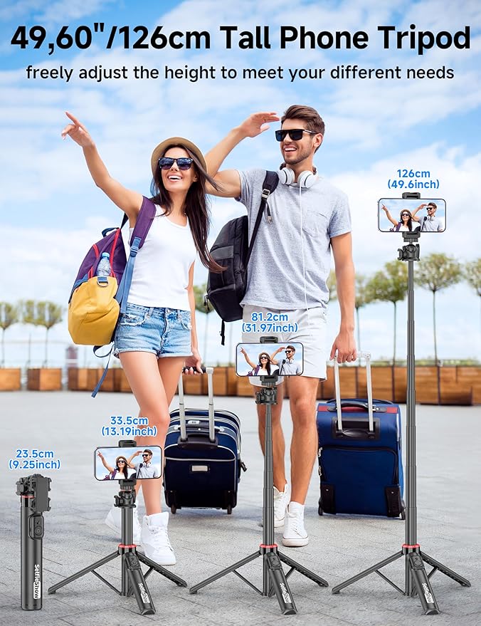 Aluminum Selfie Stick Phone Tripod, 360° Ball Head Selfie Stick - Image 4
