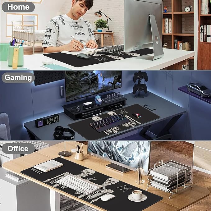 Human Skeletons Best Friends Desk Mat, Large Gothic Human Skeleton Gaming - Image 7