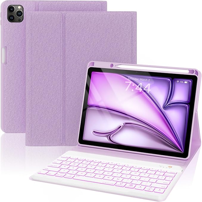 Keyboard Case for iPad Air 5th/4th Pro 11 inch, 7-Color Backlit Detachable by OPAKIT
