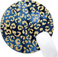 Leopard Gold Watercolor Navy Blue Mouse Pad Round Non-Slip Rubber Mousepad by XDMY