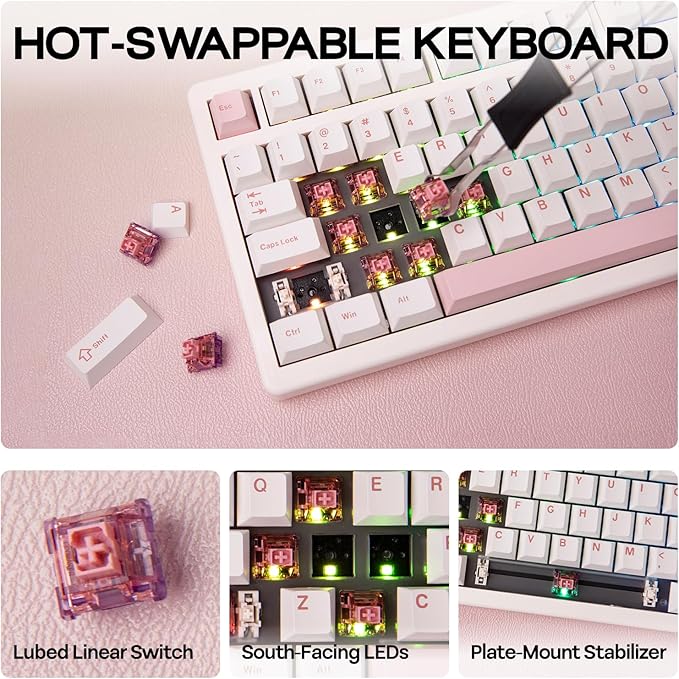 EPOMAKER QK81 75% Wireless Mechanical Gaming Keyboard, QMK/VIA Programmable and - Image 4