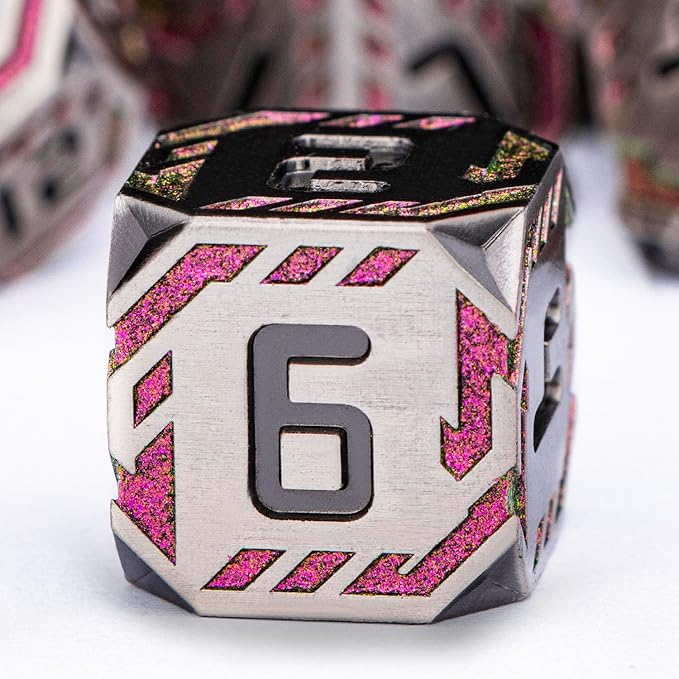 Metal DND Sci-fi Dice Set 7PCS Stripe Polyhedral Dice - Image 3