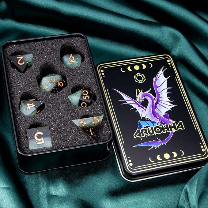 ARUOHHA Sharp Edges Dice Set DND Handmade Resin Dice - Image 6