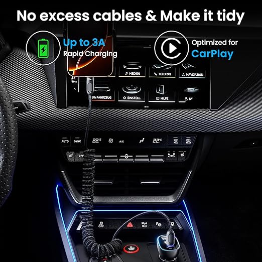 Coiled USB A to USB C 2Pack 3FT Braided Retractable Fast Charging Cable - Image 2