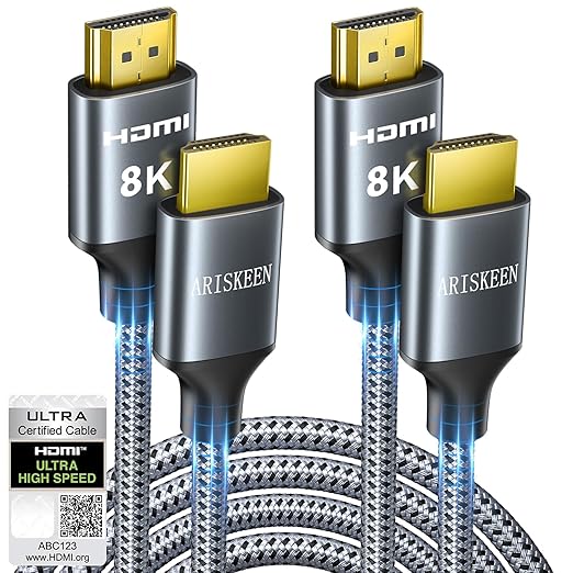ARISKEEN 8K HDMI Cable 3FT 2-Pack, 48Gbps High Speed HDMI 2.1 Cable, 8K 60Hz by ARISKEEN