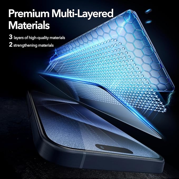 ESR 3 Pack for iPhone 15 Pro Max Screen Protector, Full Coverage Tempered Glass - Image 6