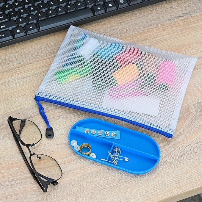 AUSTARK 10 Pcs Zipper File Bags, Waterproof Plastic Mesh Pouch - Image 5